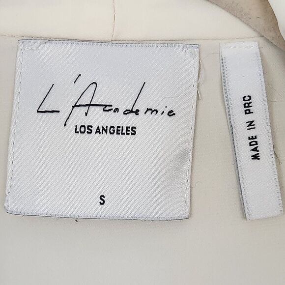 L'ACADEMIE Ivory The Trench Blouse Long Sleeve Tie Waist Button Top SIZE SMALL - Picture 9 of 11